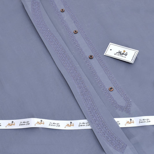 Grey - Embroidered Cotton Unstitched Suit