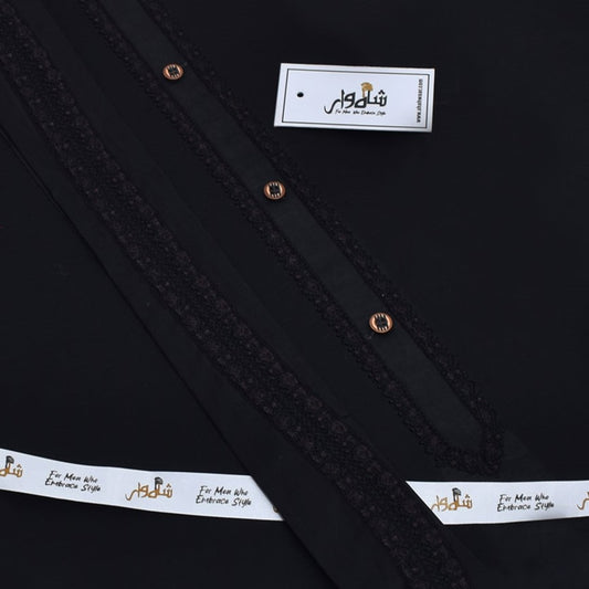 Black - Embroidered Cotton Unstitched Suit