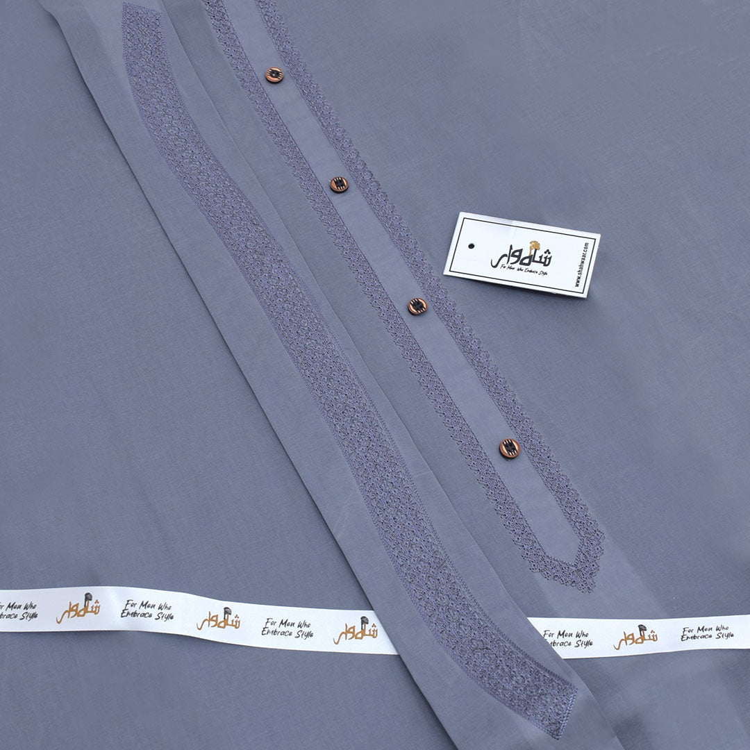 Grey - Embroidered Cotton Unstitched Suit