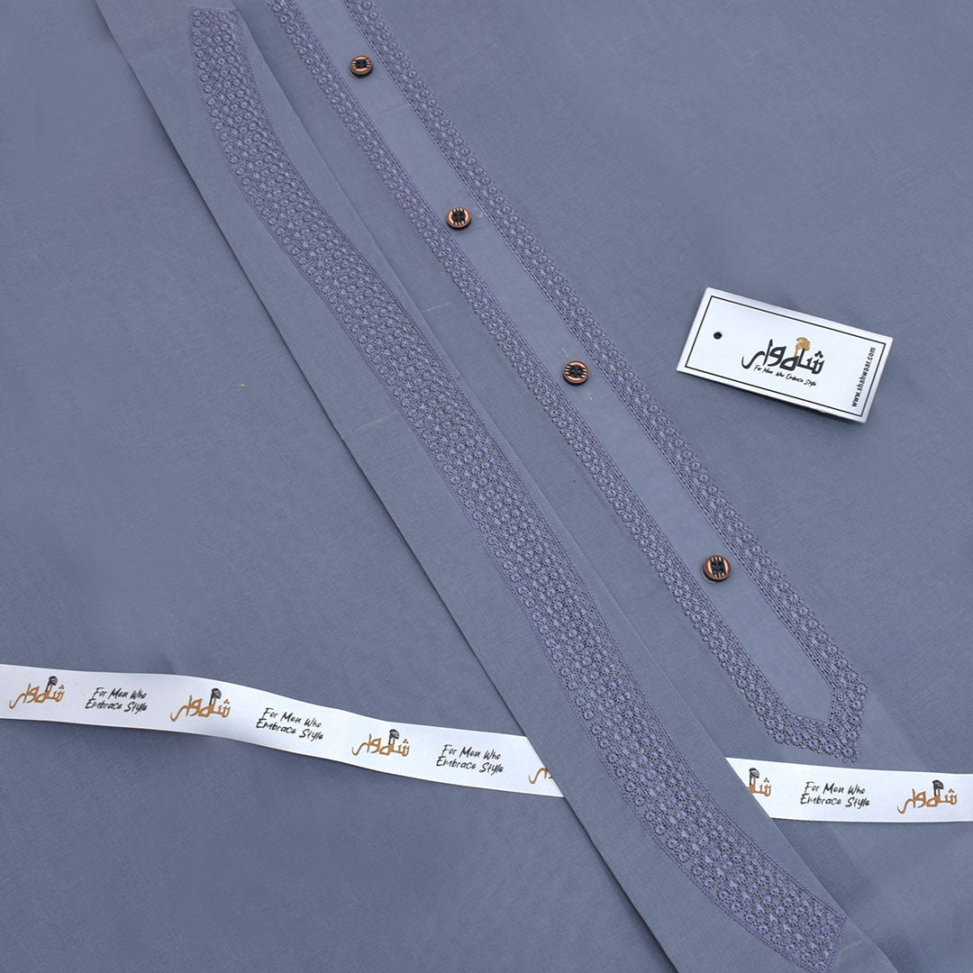 Grey - Embroidered Cotton Unstitched Suit