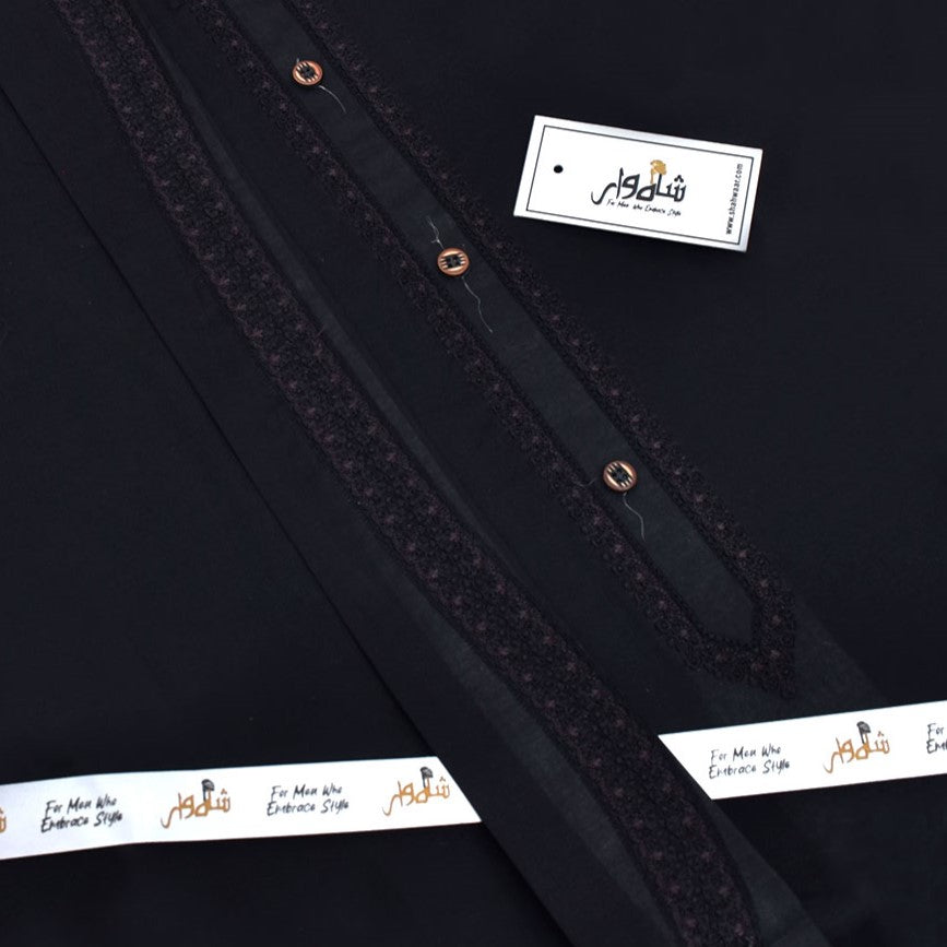Black - Embroidered Cotton Unstitched Suit