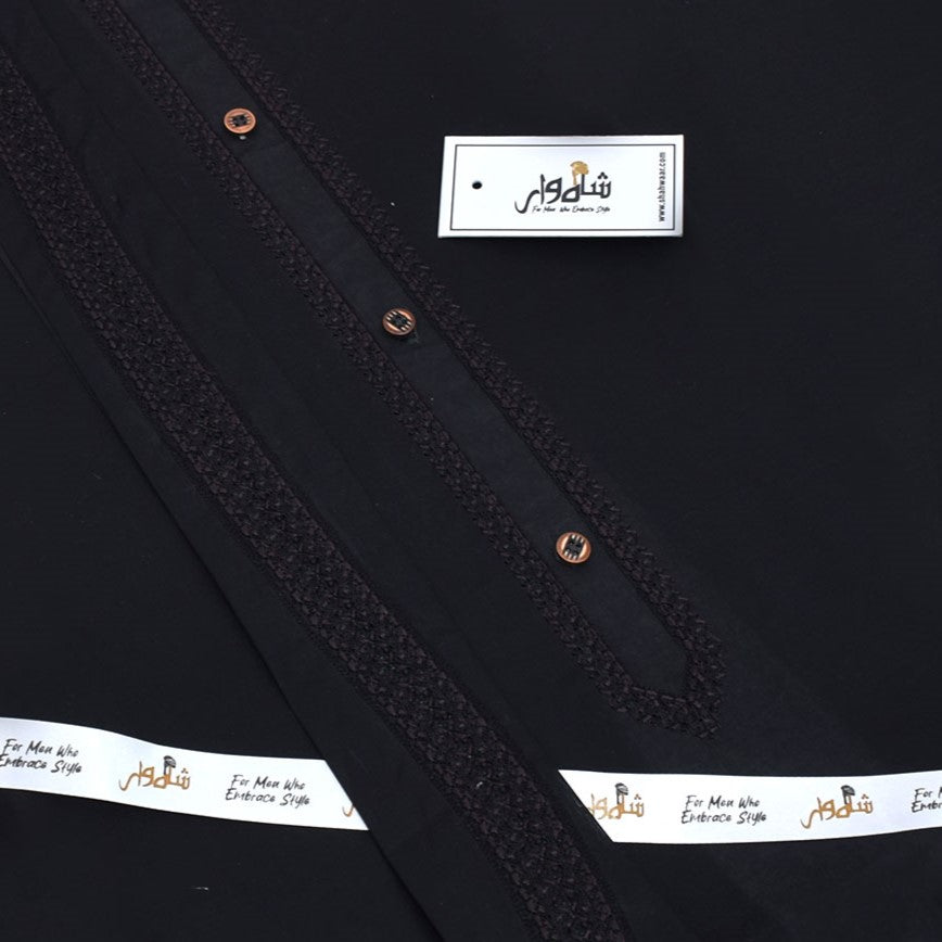 Black - Embroidered Cotton Unstitched Suit