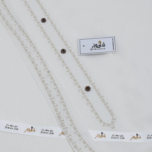 Off White - Embroidered Cotton Unstitched Suit